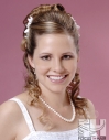 Partial upstyle updo long hair curls formal bride bridal hair
