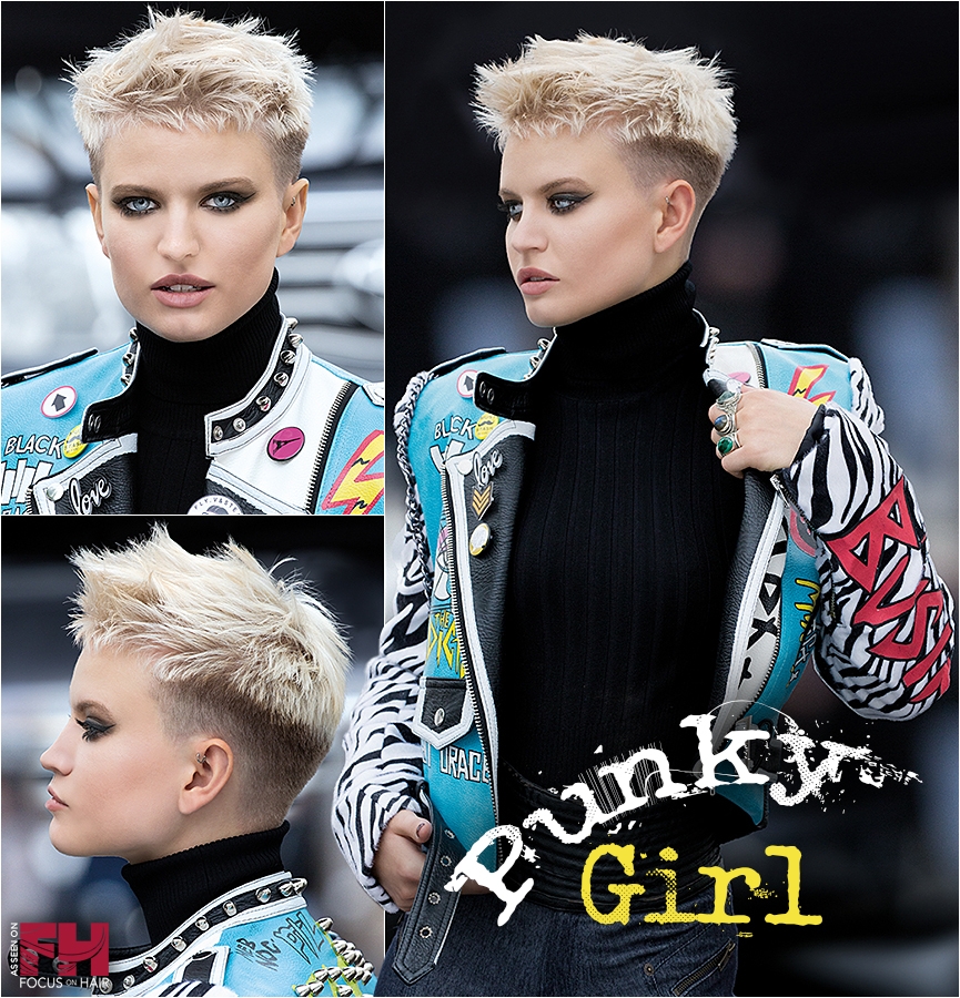 Premium Photo | Punk girl with a stylish hairstyle on a bright background